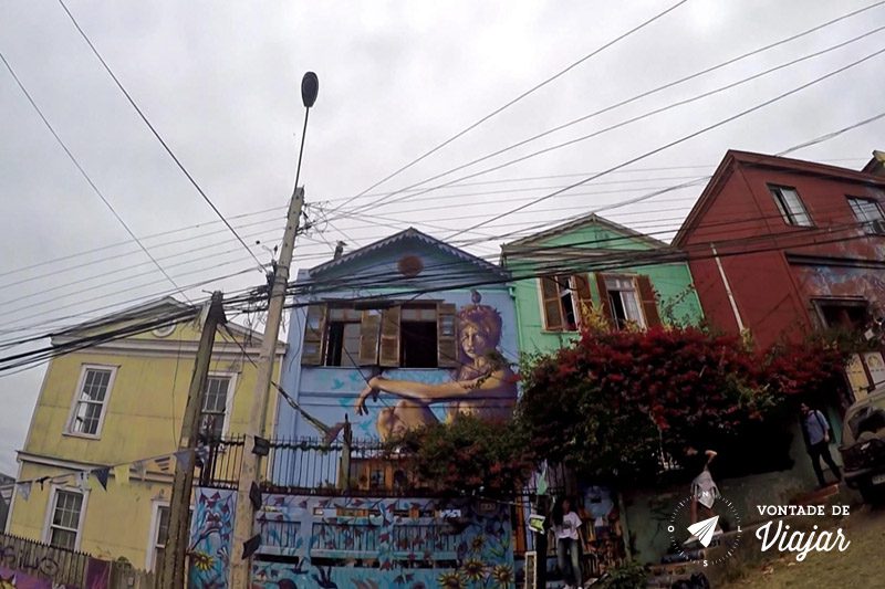 Street art em Valparaiso - Casas coloridas